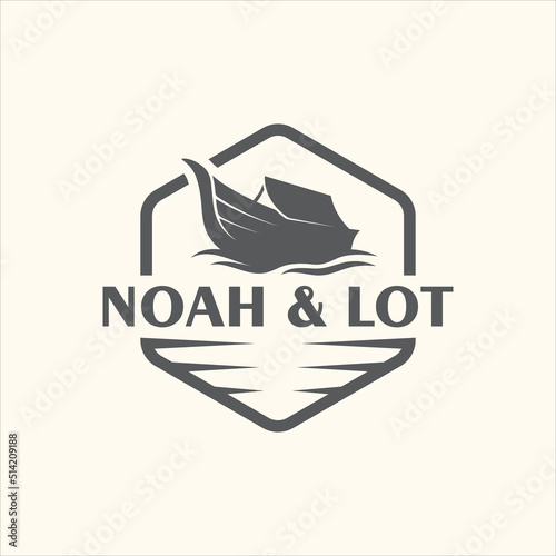 Vintage noah ark logo illustration design