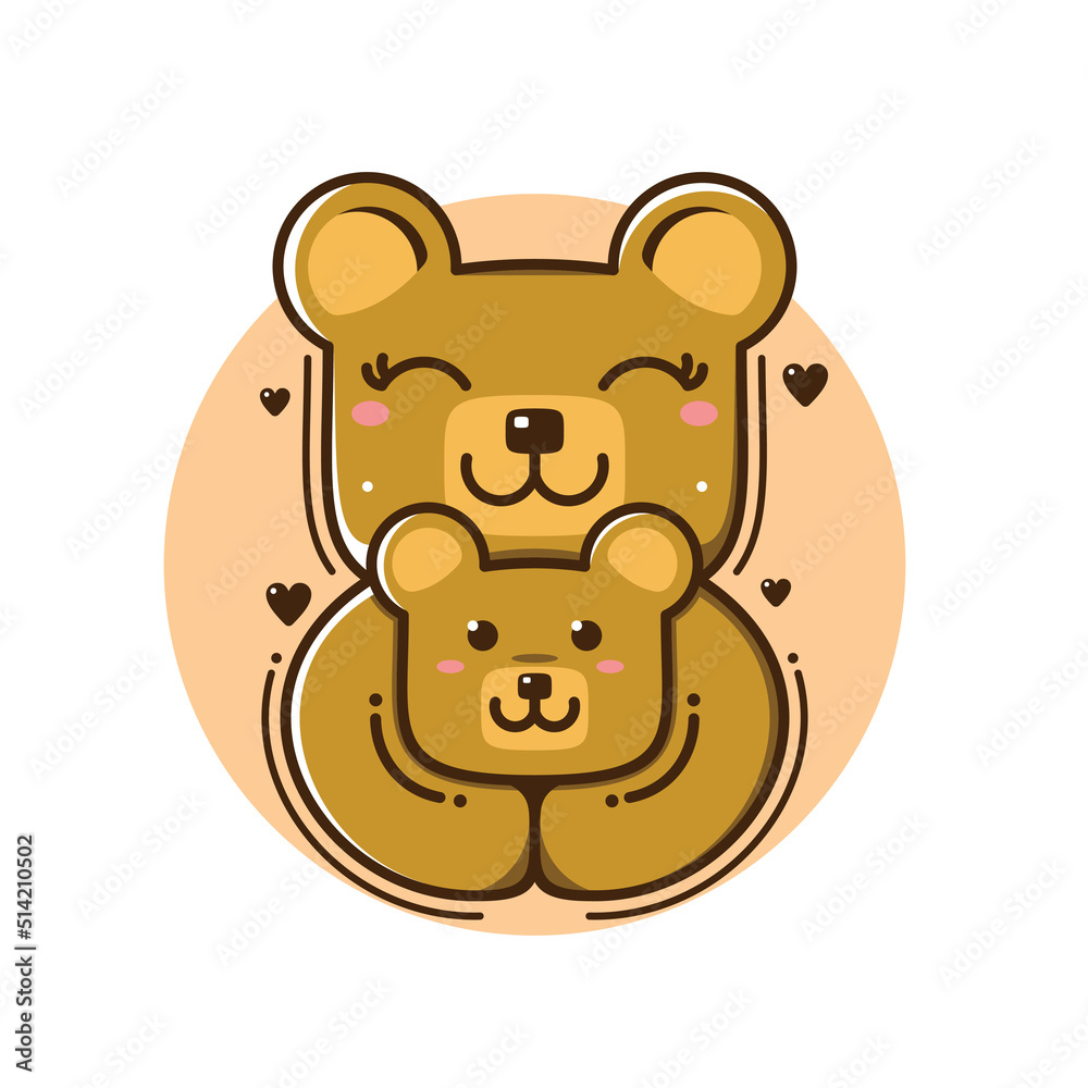 vector illustration of a mother bear hugging her cub vector illustration of a mother bear hugging her cub
