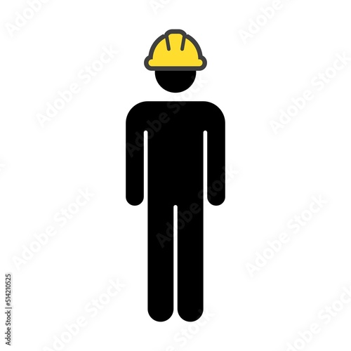 Worker icon vector male construction service person profile avatar with hardhat helmet in glyph pictogram illustration