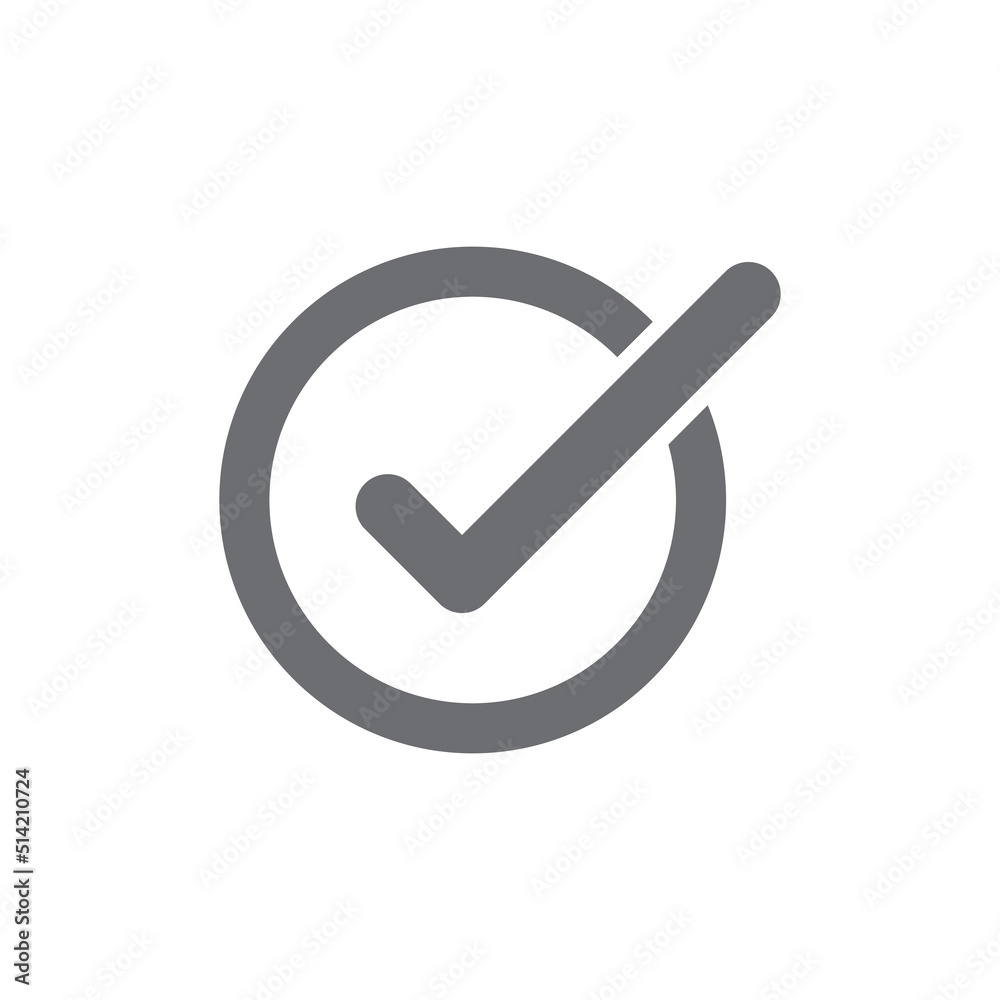 eps10 grey vector check mark icon or logo in simple flat trendy modern ...