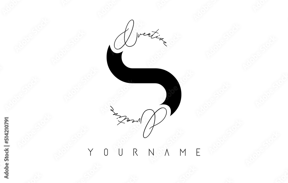 Creative S logo with cuts and handwritten text concept design. Letter with geometric design. Creative S logo with cuts and handwritten text concept design. Letter with geometric design.