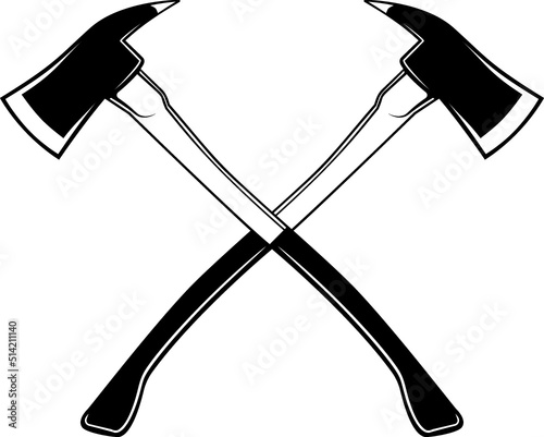Crossed axe, Crossed Fire Axe, Crossed Fireman Axe in vector