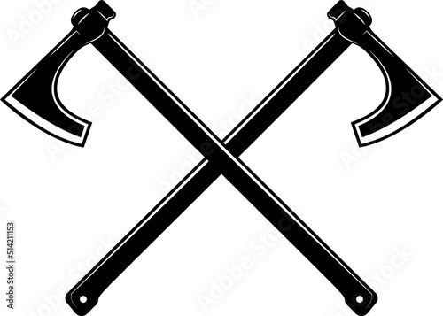 Crossed Axe, Crossed Viking Axe, Crossed Battle axe, Crossed Tomahawk Axe, crossed bearded axe in vector
