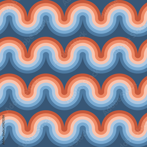 Abstract vintage waves geometry seamless pattern