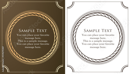 高級感のあるカードデザイン。アンティークな装飾デザイン。エレガントな縁の模様。