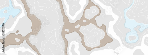 The stylized height of the topographic map in contour, lines. Torn paper edges for background. Ripped paper texture on transparent background. Paper art abstract gray and white water waves.