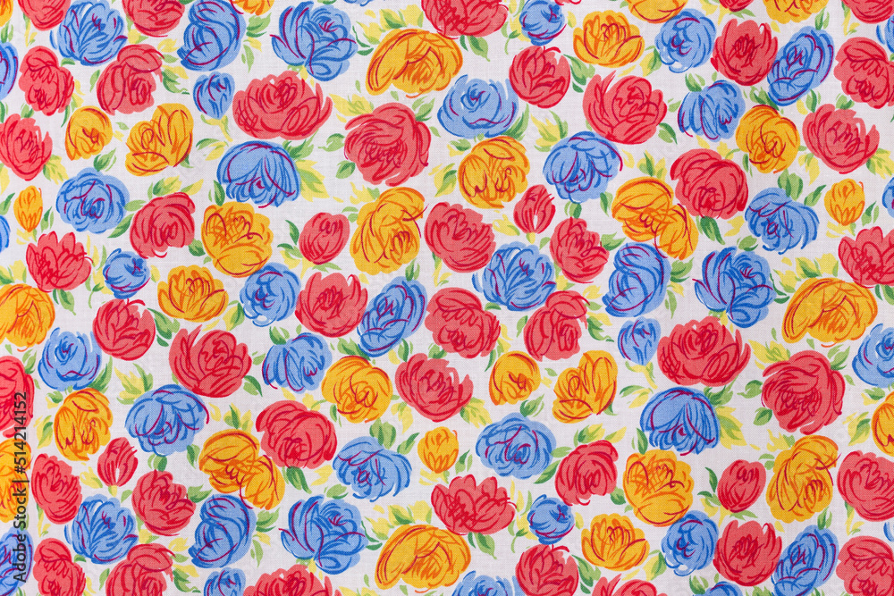 Floral seamless pattern on cotton fabric. Floral seamless pattern on cotton fabric.