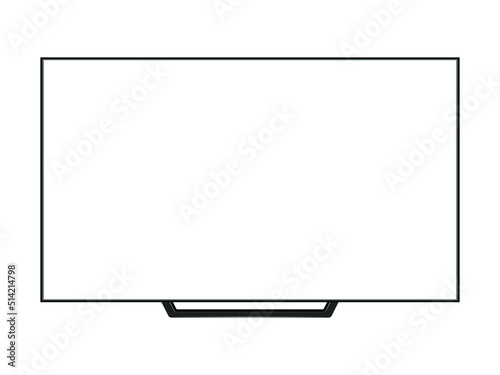 TV 4K flat screen lcd or oled, plasma realistic illustration, White blank HD monitor mockup, Modern video panel black flatscreen. White blank HD monitor mockup