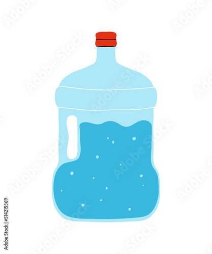 Water in plastic bottle, gallon, container element clipart in flat line style. Hand drawn vector illustration,  cartoon sketch for patch, badge, emblem, icon or logo.