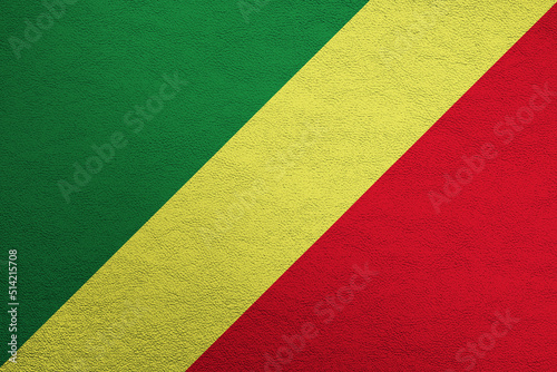 Modern shine leather background in colors of national flag. Congo