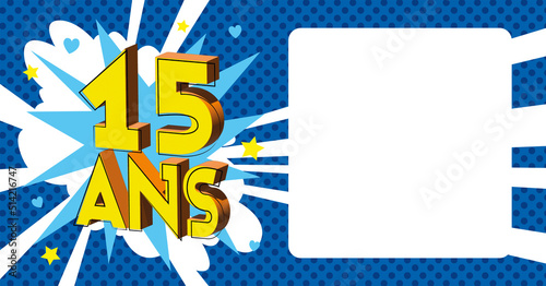  15 ans Carte Anniversaire popart Bleu CC