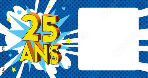  25 ans Carte Anniversaire popart Bleu CC