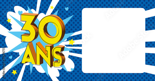  30 ans Carte Anniversaire popart Bleu CC