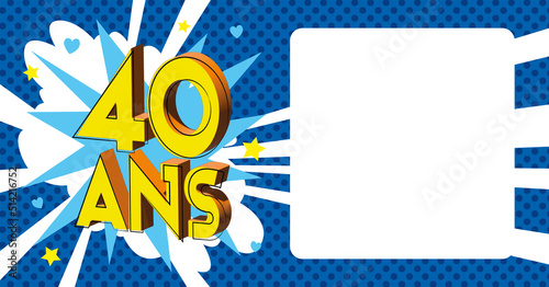  40 ans Carte Anniversaire popart Bleu CC