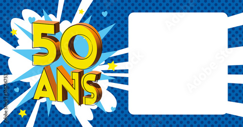  50 ans Carte Anniversaire popart Bleu CC