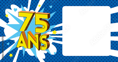  75 ans Carte Anniversaire popart Bleu CC