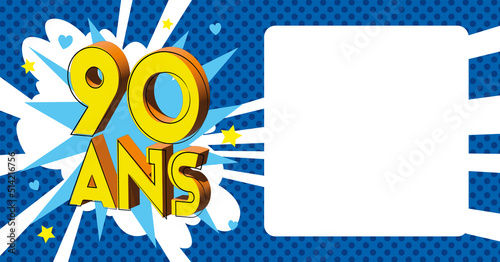  90 ans Carte Anniversaire popart Bleu CC