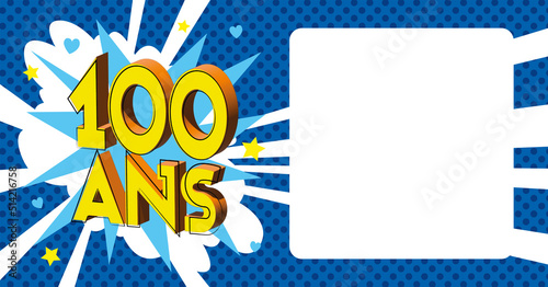  100 ans Carte Anniversaire popart Bleu CC