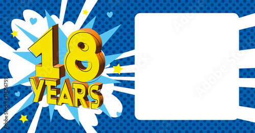 18 ans Carte Anniversaire BirthDay popart Bleu CC