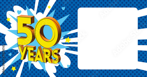 50 ans Carte Anniversaire BirthDay popart Bleu CC