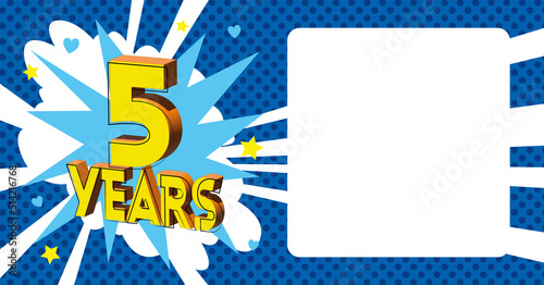 5 ans Carte Anniversaire BirthDay popart Bleu CC
