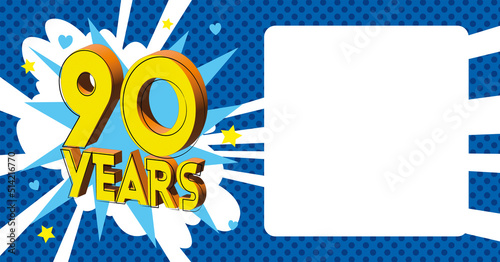 90 ans Carte Anniversaire BirthDay popart Bleu CC