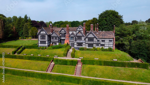 The 14th century Tudor buildings of Bramhall Hall in Bramhall, south Manchester, England. 