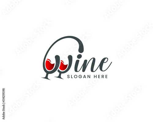 Wine logo design, letter w with wine logo wine or vine vector logo