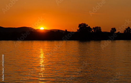 Danube bend sunset in summer 2022
