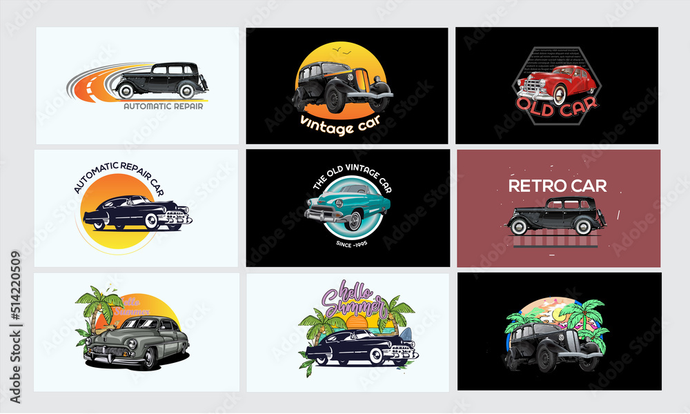 Φωτογραφία Old Car Classic vintage retro car design template