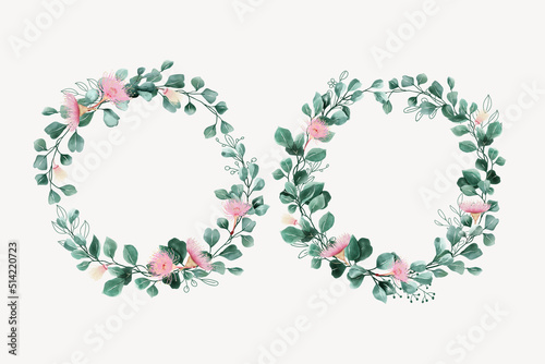 Watercolor Eucalyptus Wreath and background Design