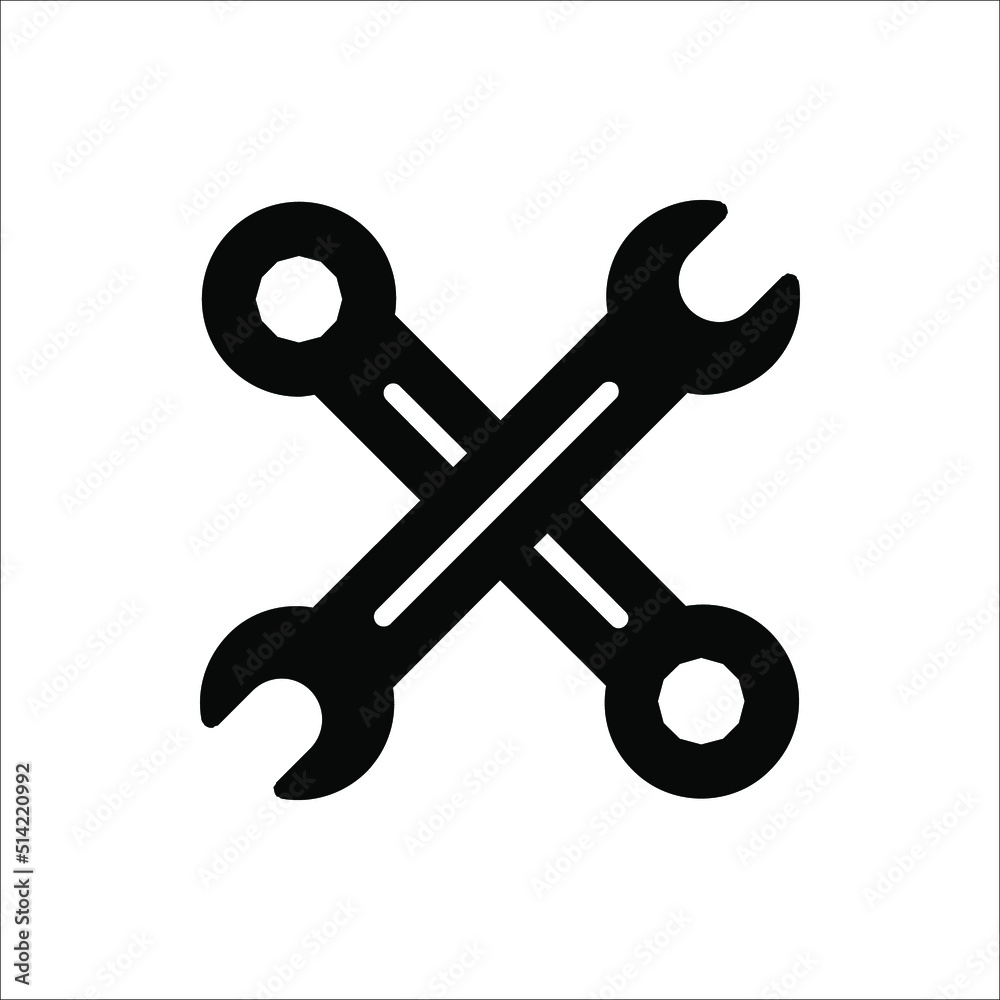 Wrench Icon Vector on white background Wrench Icon Vector on white background