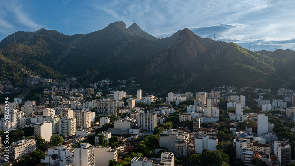 Aerial view of Pico do Perdido, known as Pedra do Grajaú, in Rio de Janeiro's North Zone, within the Tijuca Forest National Park. Brazil