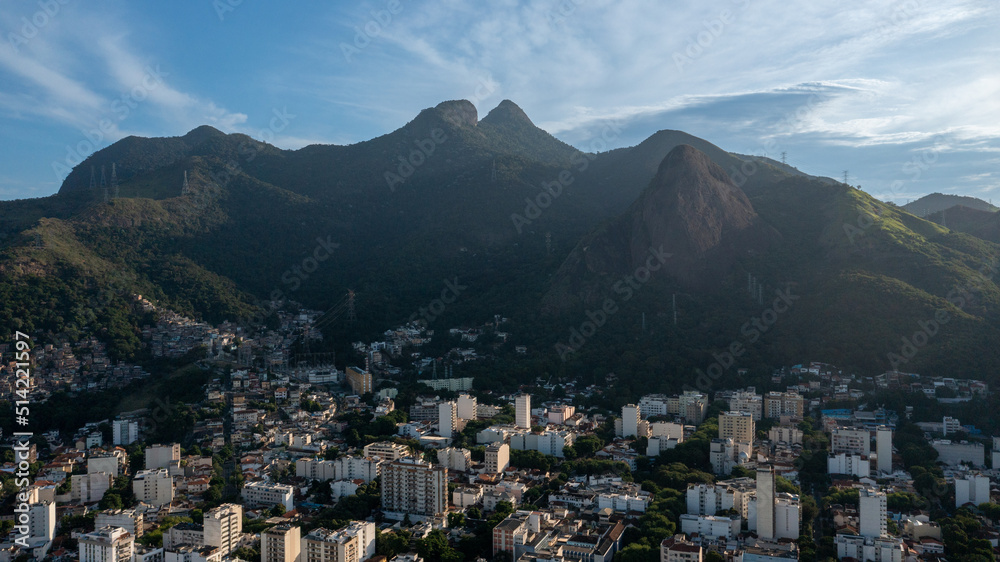 Aerial view of Pico do Perdido, known as Pedra do Grajaú, in Rio de Janeiro's North Zone, within the Tijuca Forest National Park. Brazil