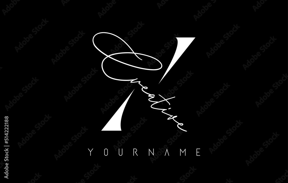 Creative X logo with cuts and handwritten text concept design. Letter with geometric design. Creative X logo with cuts and handwritten text concept design. Letter with geometric design.