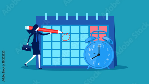 Schedule important business appointments. Businessman circles a mark in the calendar vector