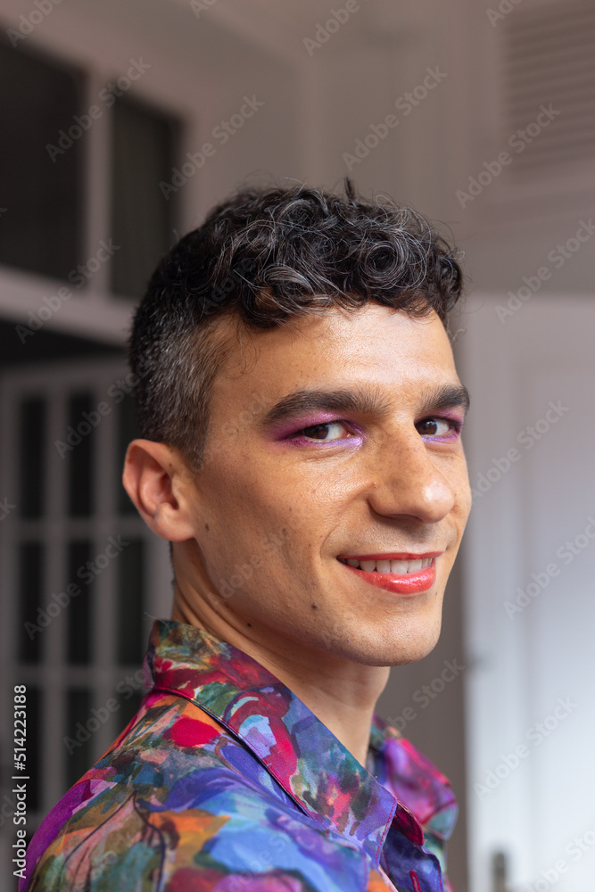 Closeup Of Transgender Man With Glitters On Eyeshadow Closeup Of Transgender Man With Glitters On Eyeshadow