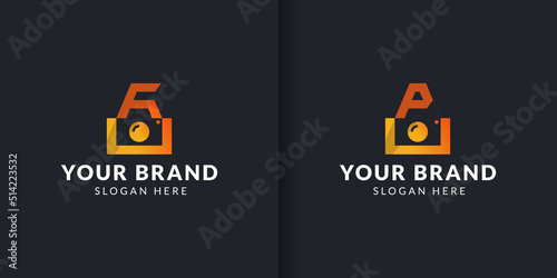 Simple minimalist F and P letter video camera logo vector design