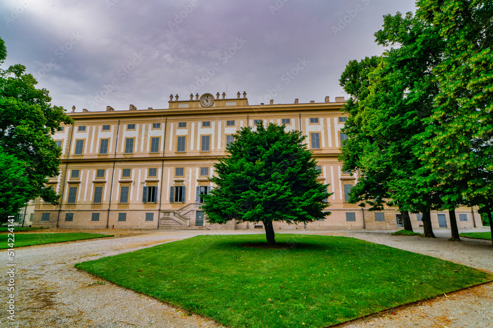 Panorama on the side entrance of the royal villa of Monza Lombardy Italy