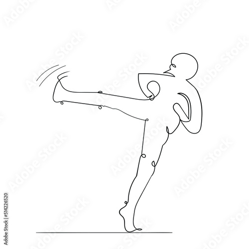 Man kick line art drawing style, the man kick draw sketch black linear isolated on white background, the best man kicker line art vector illustration.