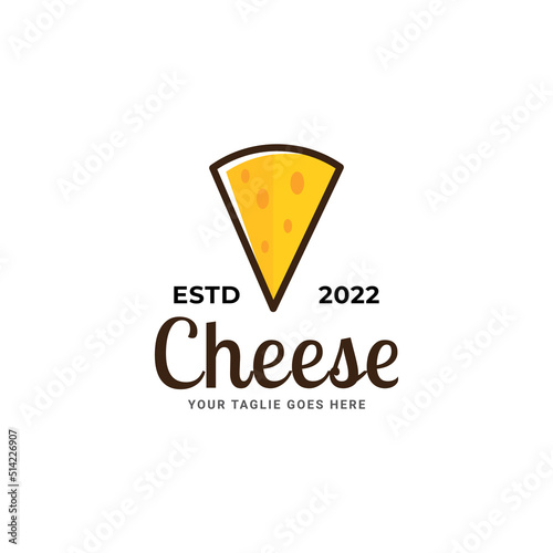 Cheese logo. Round linear logo of cheese store, Luxury logo design template vector illustration