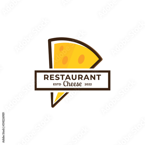 Cheese logo. Round linear logo of cheese store, Luxury logo design template vector illustration