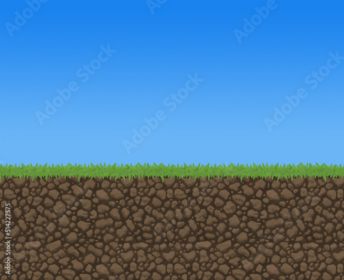 Wallpaper Mural Green grass pasture landscape with clear blue sky illustration 2d  Torontodigital.ca