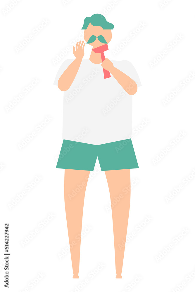 髭をそる男性のイラスト 髭をそる男性のイラスト
