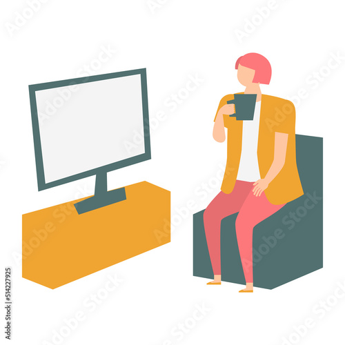 テレビを見る男性のイラスト