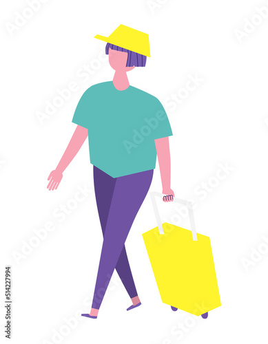 キャリーバッグをもつ男性のイラスト