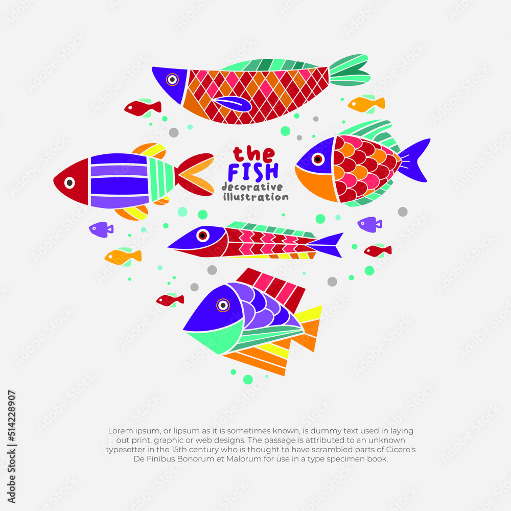 Fishes illustration vector illustration in decorative style.Good for sticker and any graphic resources.