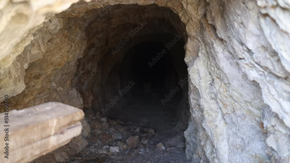 Rock Wall and Entrance to Abandoned Mine - Shallow Depth of Field