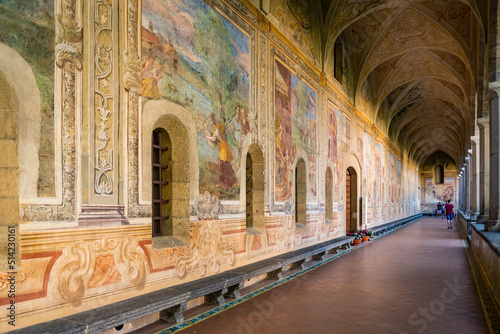 Cloister architecture of the Santa Chiara Monastery in Naples City, Italy © Enrico Della Pietra