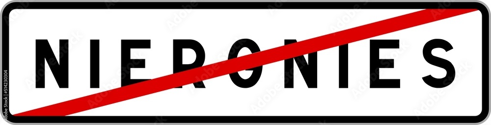 Panneau sortie ville agglomération Niergnies / Town exit sign Niergnies Panneau sortie ville agglomération Niergnies / Town exit sign Niergnies